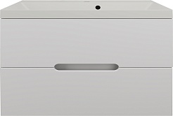 Style Line Тумба с кварцевой раковиной жасмин Матис 80 подвесная белая матовая – фотография-1